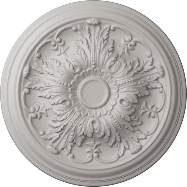 Ekena Millwork Damon Ceiling Medallion (Fits Canopies up to 3 3/8"), Hand-Painted Ultra Pure White, 20"OD x 1 1/2"P CM20DAUWF - main